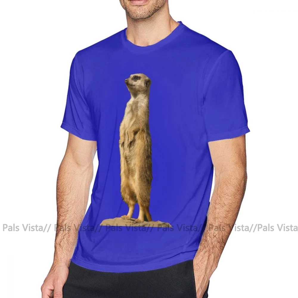 Футболка Meerkat, футболка Meerkat, 100 хлопок, потрясающая футболка, Мужская футболка с принтом, большой размер, короткий рукав, Пляжная футболка - Цвет: Синий