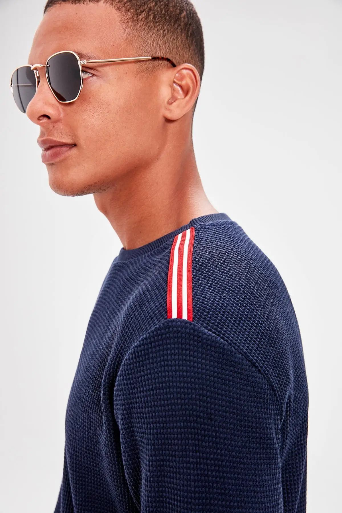 Trendyol темно-синий мужской с длинным рукавом Велоспорт шеи ленты ДЕТАЛЬ НОВЫЙ