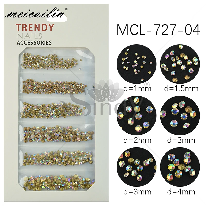 Разноразмерные Белые Стразы для ногтей из стекла AB s розовые зеркальные Подвески