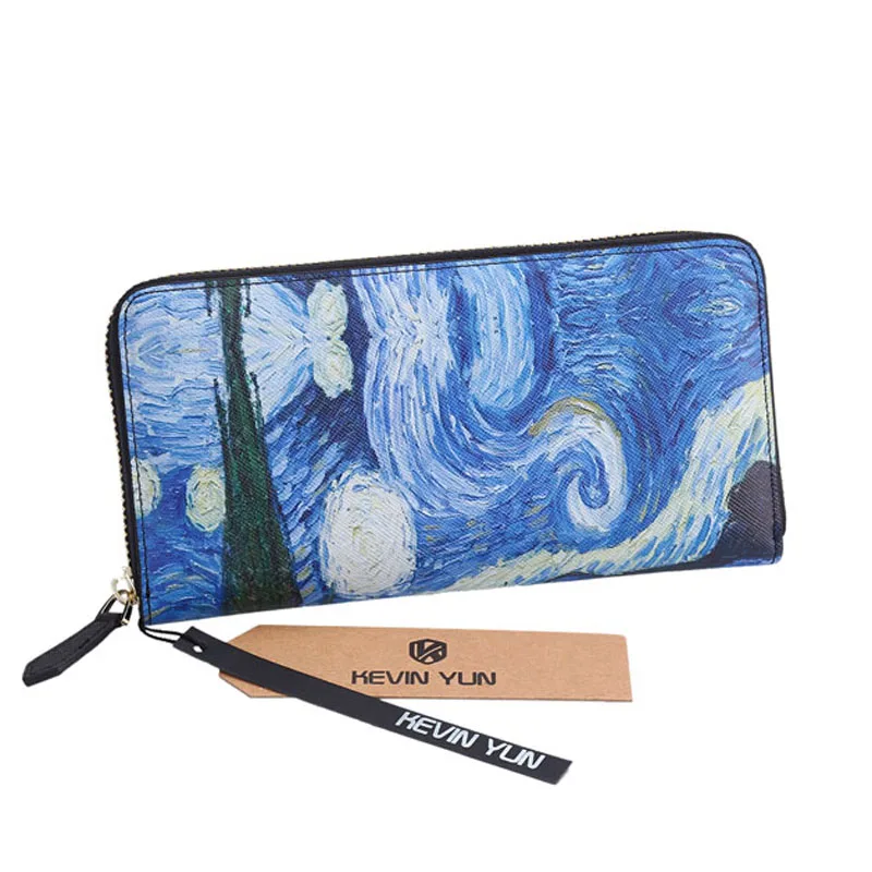 Дизайнерские Брендовые женские кошельки Ван Гога Звездная ночь длинный кожаный