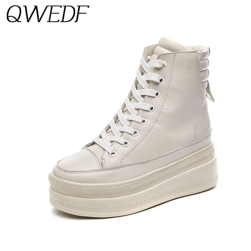 Женские высокие кроссовки QWEDF 2019 женские на платформе повседневные танкетке