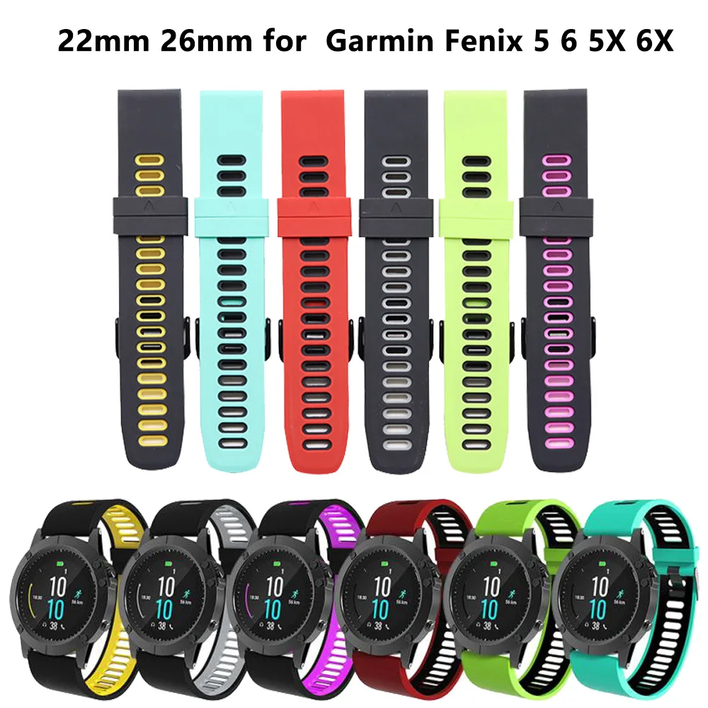 Ремешок для часов 26 22 мм ремешок Garmin Fenix 5 5X 3 HR 6X 6 6S S60 MK1 быстросъемный силиконовый