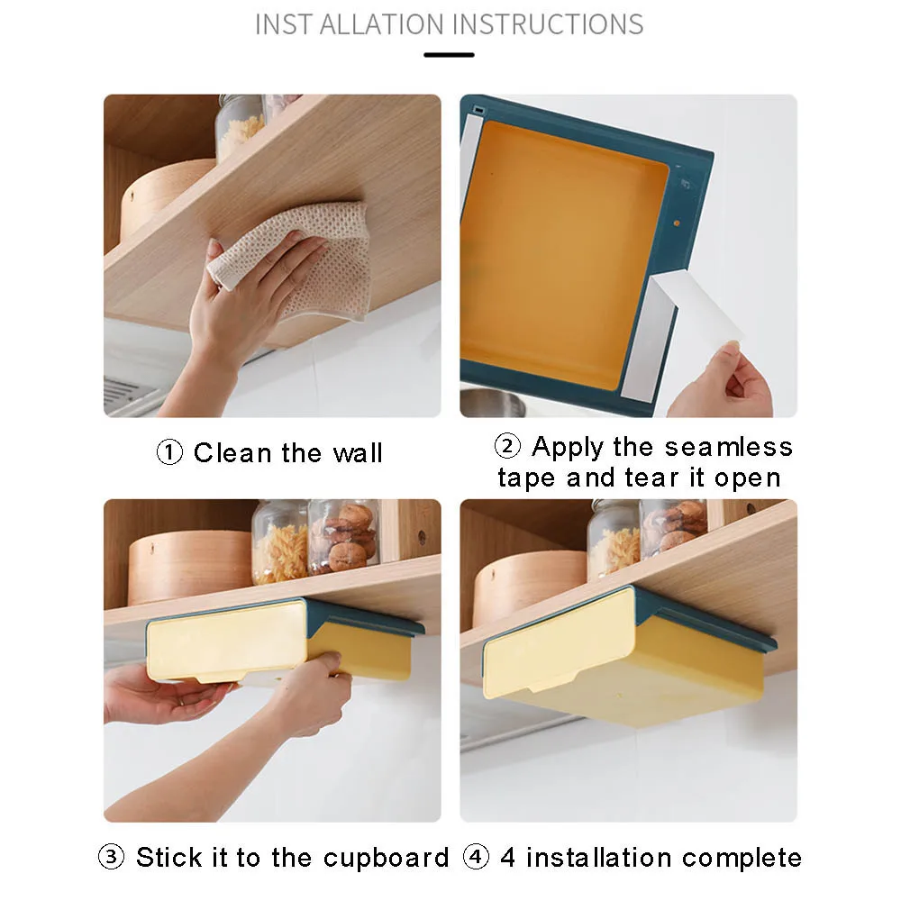 

Under Drawer Box Table Under Paste Plastic Kitchen Storage Holder Desk Organizer Memo Pen Stationery Storage Box Case Big