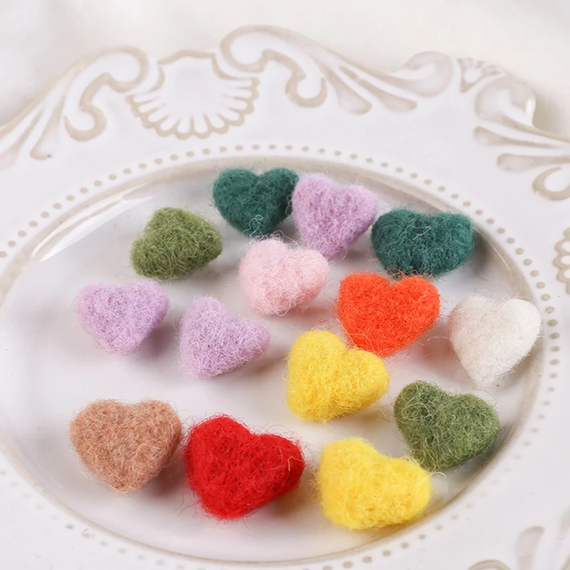 

Love wool felt three-dimensional peach heart candy color mini diy hand-made headdress brooch accessory material 6pcs