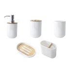 5 шт. бамбуковый набор для ванной комнаты держатель для туалетной щетки Зубная щётка Стекло чашки дозатор для жидкого мыла мыльница Аксессуары для ванной комнаты