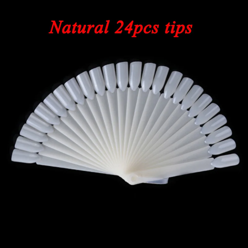 natural 24pcs 1 Набор накладных наконечников для ногтей натуральный прозрачный черный веер палец полная карта дизайн ногтей Дисплей Практика УФ гель лак Инструменты Аксессуары для маникюра - Цвет: natural 24pcs