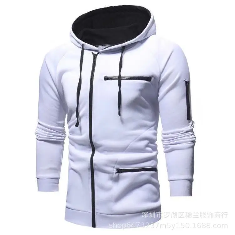 

New zipper accessories for men's casual slim fit zipper cardigan Hooded Sweater