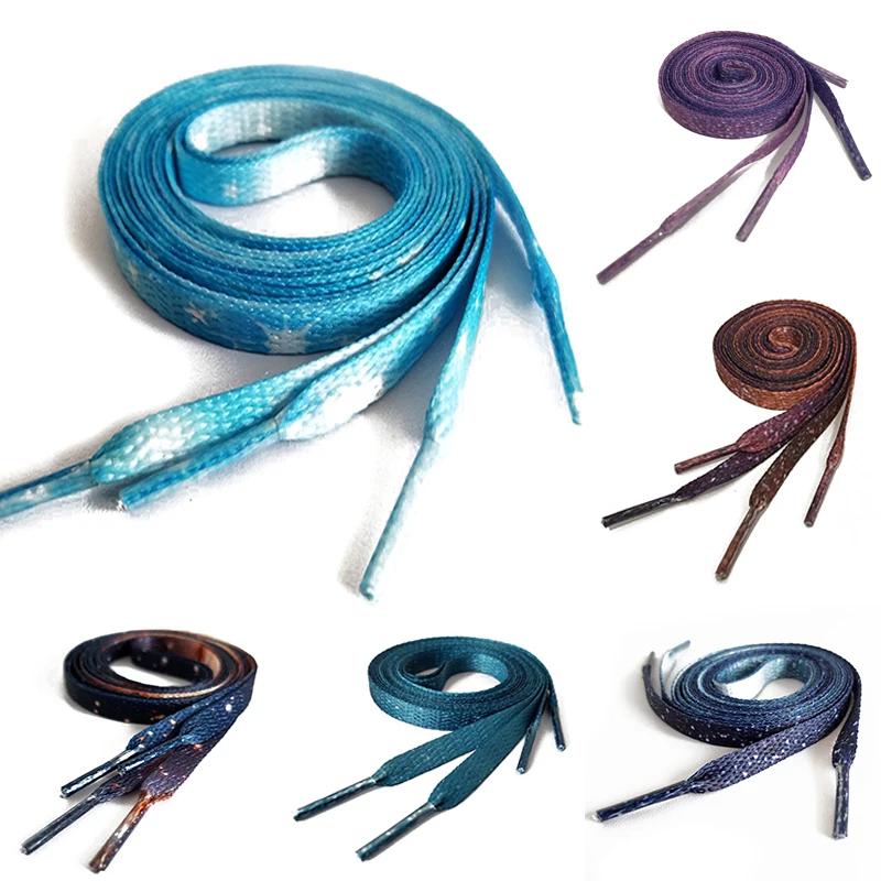 

1Pair Planet Series Laces Gradient Print Flat Canvas Shoe Laces Casual Colorful Shoelaces for Sneakers Shoe Strings 120-180cm