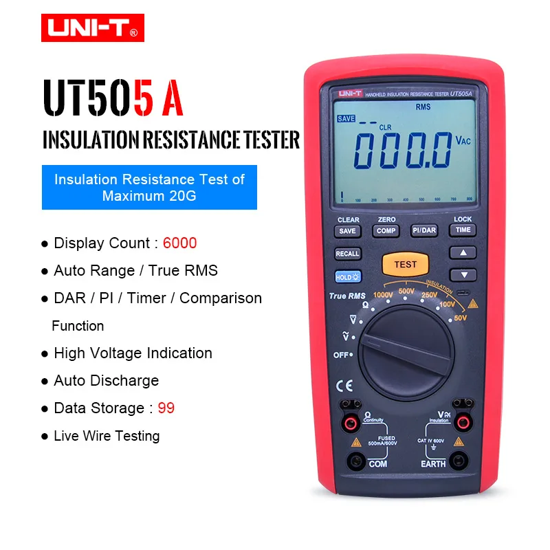 UNI-T UT505A 1000V Цифровой портативный цифровой мультиметр измеряющий истинные меггер