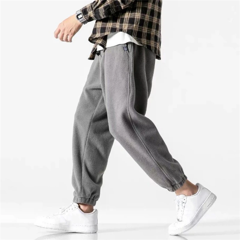 Fashion Men Harem Pants 2021 Spring Warm Fleece Trousers Japanese Style Outdoor Jogger Sport Male Loose Pants Pantaloni Da Uomo blue harem pants