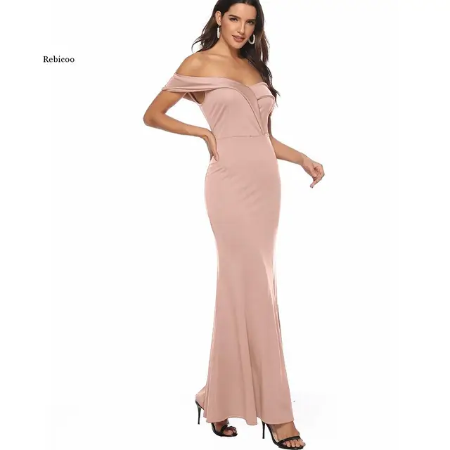 Sexy Women Off Shoulder Dress Maxi Party Long Dress Solid V-Neck Dress Party Bridesmaids Infinity Robe Longue Femme 6