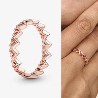 925 sterling silver pan ring beautiful rose gold heart to heart ring for women wedding party gift fashion jewelry