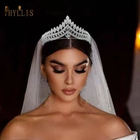 a374 full zirconia wedding crown bridal tiaras pageant hair jewelry party headpieces for women headwear rhinestone headband