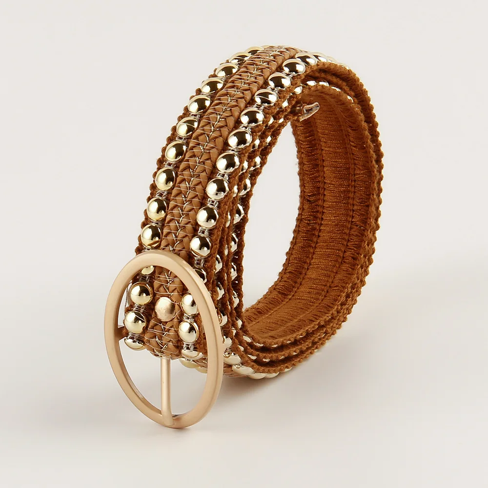 

PU Women's Leather Belt Female Belts For Women Braided Belt Luxury Designer Brand Ladies Western Cowboy Waist Strap Waistband