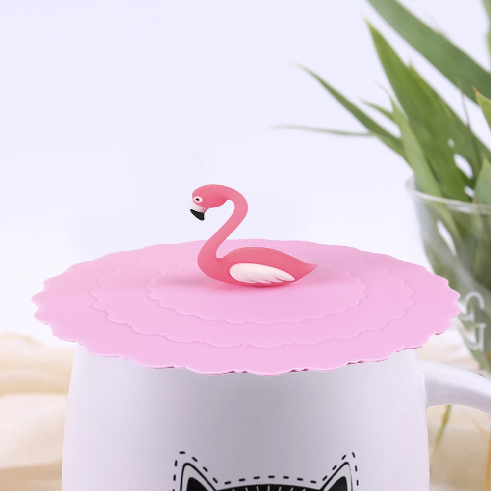 

Flamingo Shaped Cup Cap Cartoon Shaped Pink Series Silicone Cup Cover Girl Heart Lace Cup Dust Proof Cap #W0