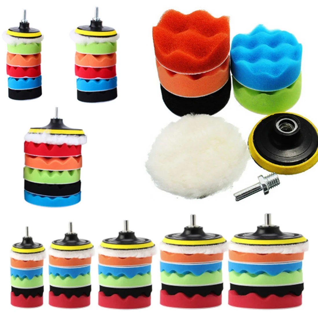 3/ 4/ 5/ 6/ 7 Inch Beauty Waxing Set 7pcs/set Car Polishing Disc Automotive Tools Sponge Wheel Wool Pad 8PCS | Инструменты