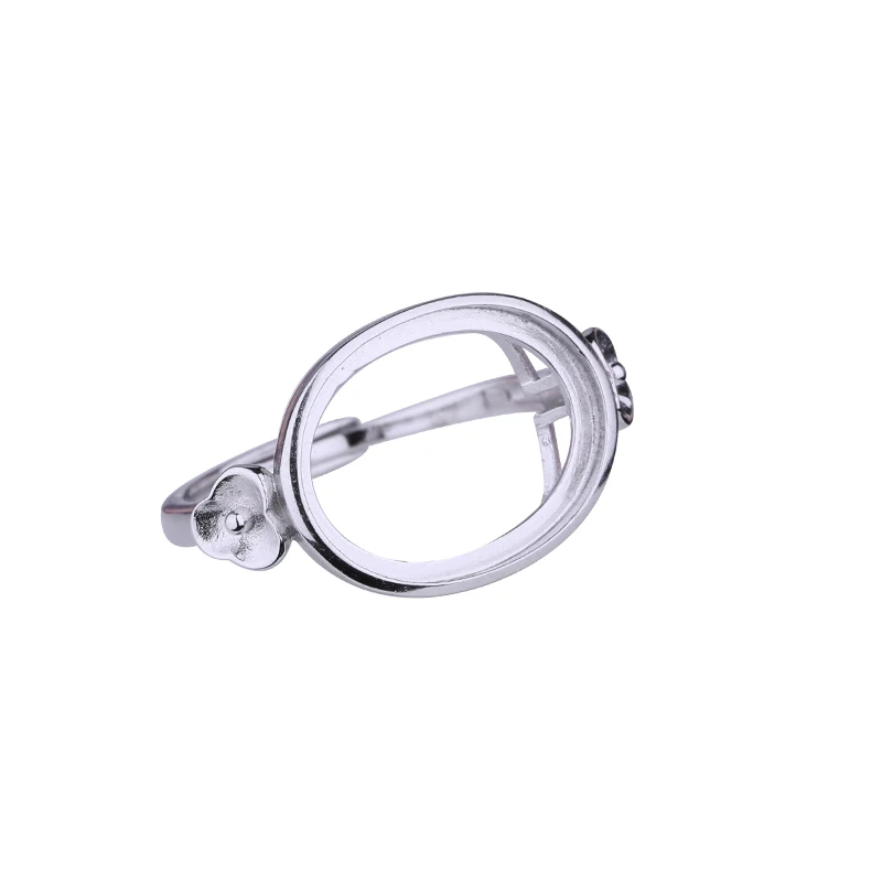 Овальный полукольцо с кабошоном серебристое 12x16 мм подходит для янтарной бусины