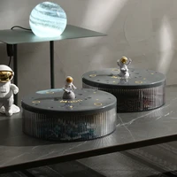 space astronaut dried fruit tray transparent candy snack rotating creative partition tape cover sealed fruit tray containers