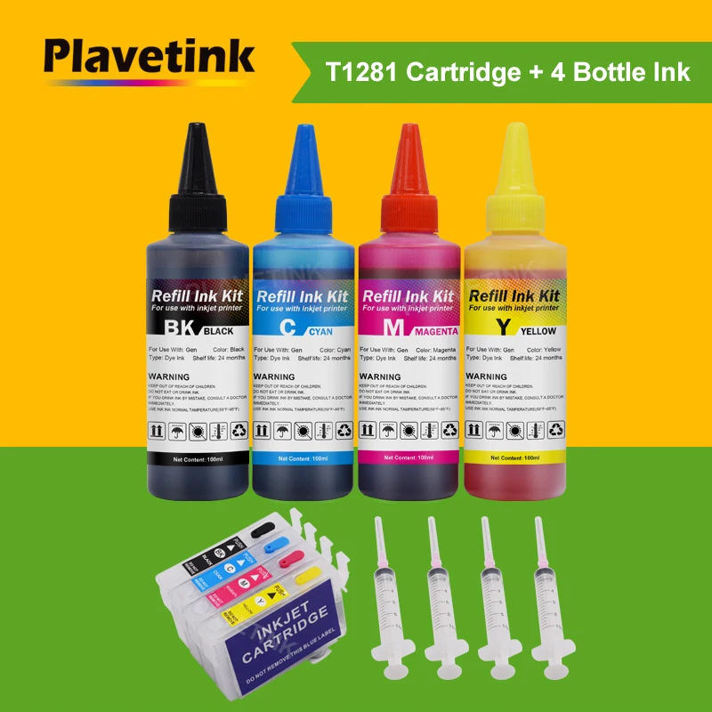 Пустой картридж T1281 для принтера Epson Stylus SX445W BX305F BX305FW SX130 SX230 + набор заправки чернил