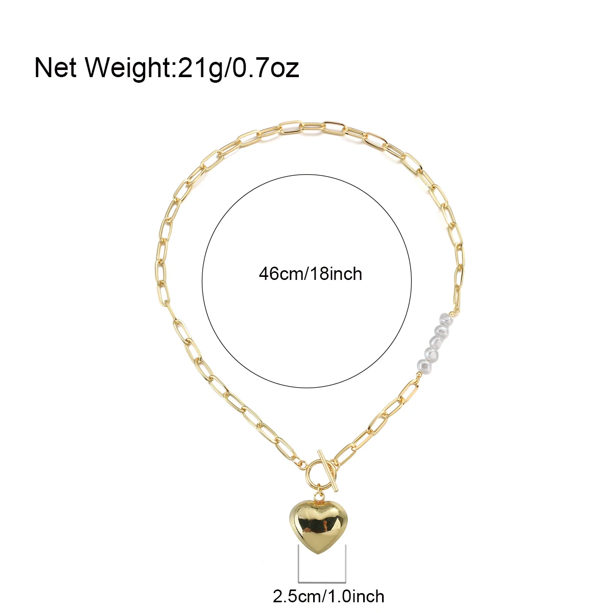 

AENSOA Fashion Minimalist Heart Shaped Pendants Necklace Simple Gold Color Pearl Charm Chain Necklace for Women Party Choker