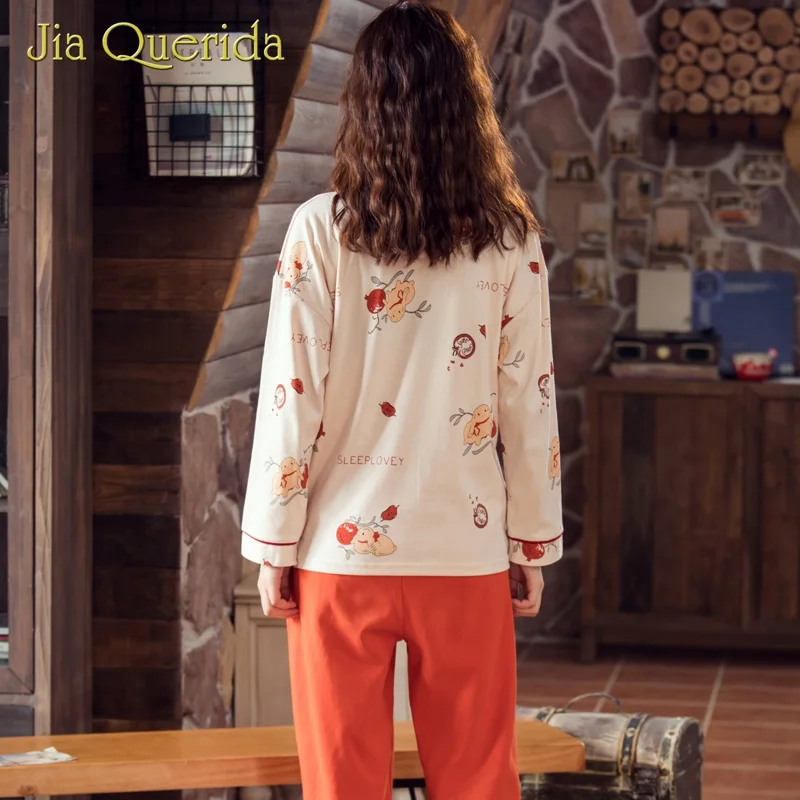 Пижамный комплект для женщин домашняя одежда пижама из хлопка с принтом кролика