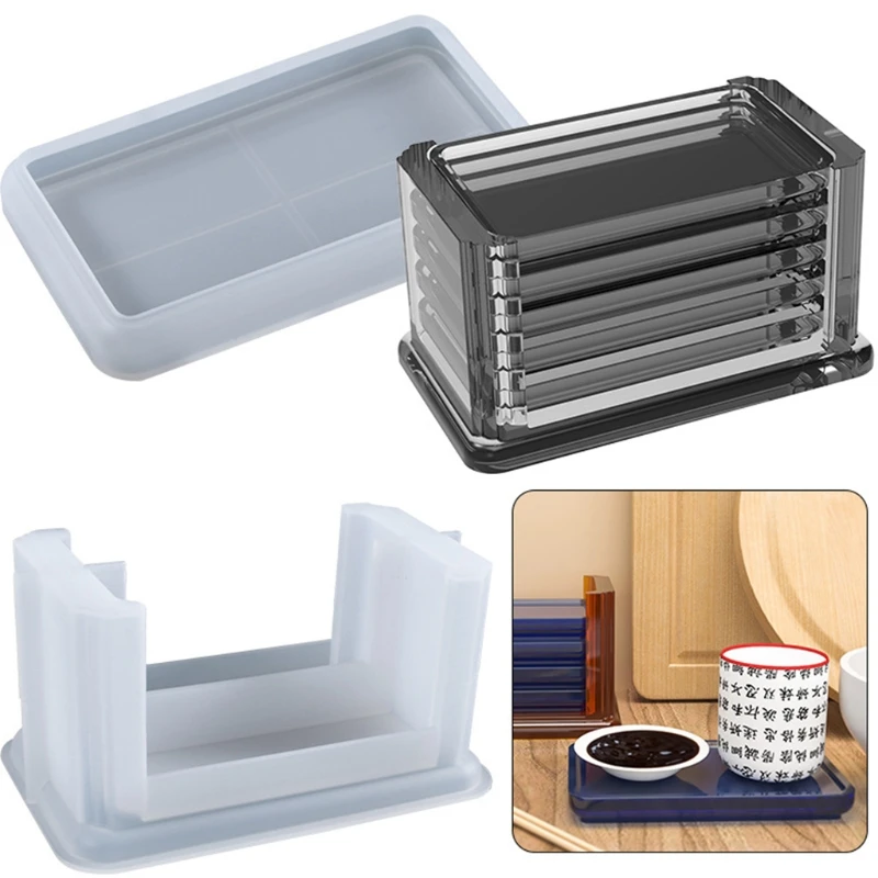 

Coaster Epoxy Resin Mold Cup Mat Storage Box Silicone Mould DIY Crafts Jewelry Holder Ornaments Casting Tool