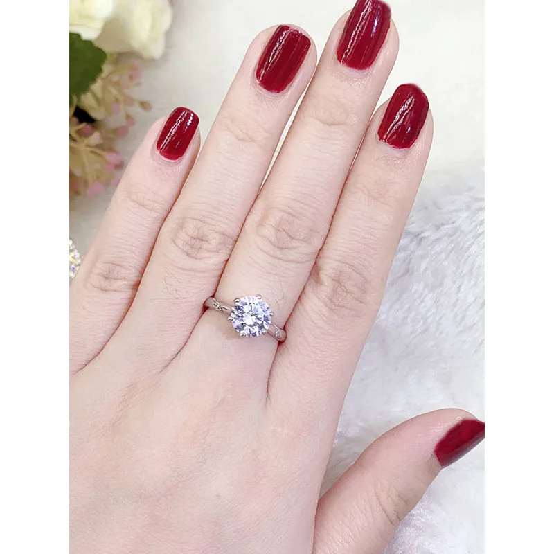 

2021 New Luxury Halo 925 Sterling Silver Engagement Ring For Women Lady Anniversary Gift Jewelry Wholesale Valentine's Day R5664