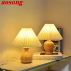 AOSONG Скандинавская креативная настольная лампа в виде грибов, деревянная светодиодная декоративная лампа для дома, спальни, бара