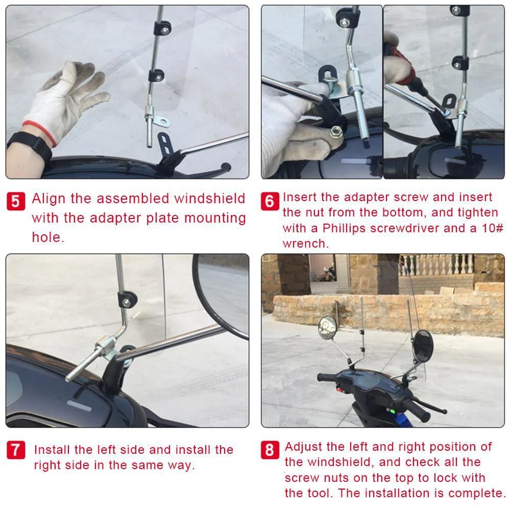 

3mm Thick Motorcycle Wind Cold Deflector Clear Transparent PC Plate Scooter Windshield Windscreen Wind Deflector