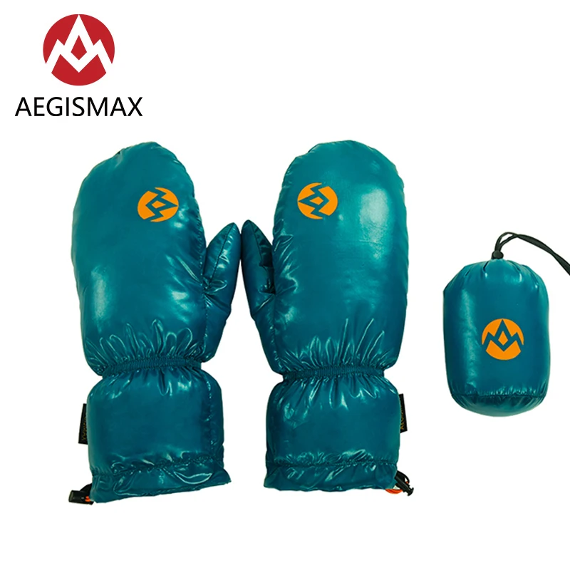 AEGISMAX взрослых унисекс Сверхлегкий портативный Открытый Кемпинг Лыжный спорт Зима утолщаются согреться гусиный пух перчатки - Цвет: Harbor Blue