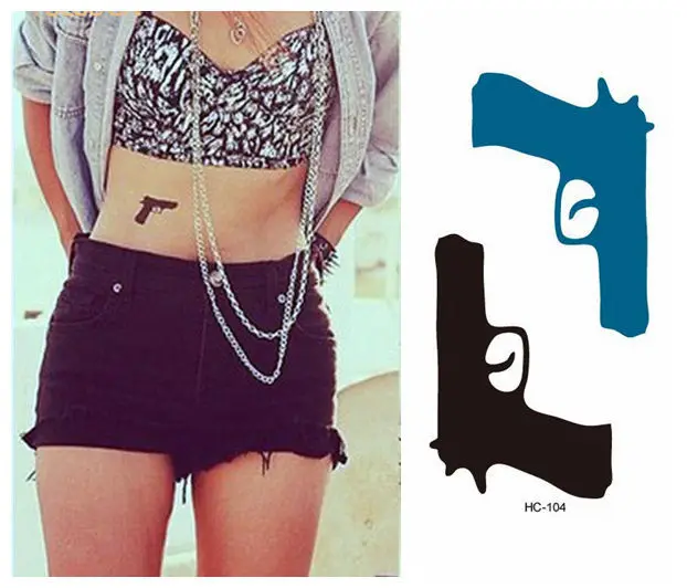 Водостойкая Временная тату Наклейка на тело сексуальный пистолет наклейки флэш