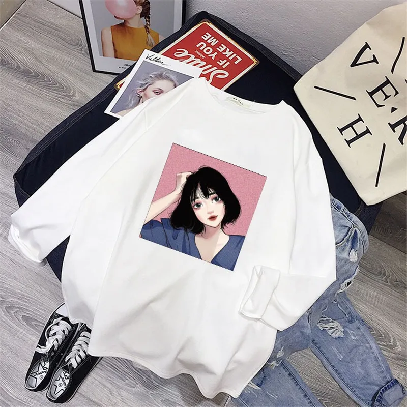 Футболка парная одежда странные вещи Harajuku Camiseta Feminina размера плюс XXXL белые футболки топы с принтом длинный рукав осень