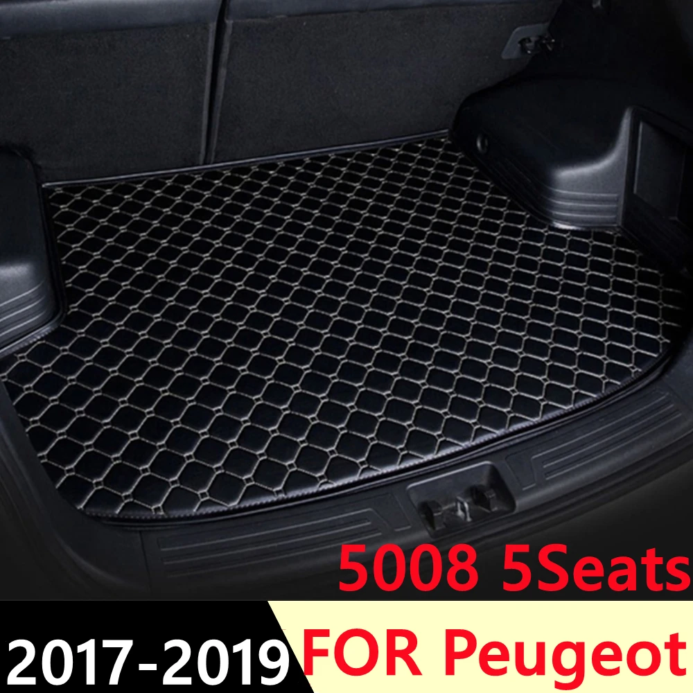 

SJ Custom Waterproof Car Trunk Mat AUTO Tail Boot Tray Liner Cargo Carpet Pad Protector Fit For Peugeot 5008 5Seats 2017 2018 19