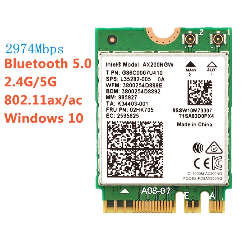 2974 Мбит/с двухдиапазонный 802.11ax Intel Wifi 6 AX200NGW 160 МГц беспроводной Wlan Wi-Fi карта