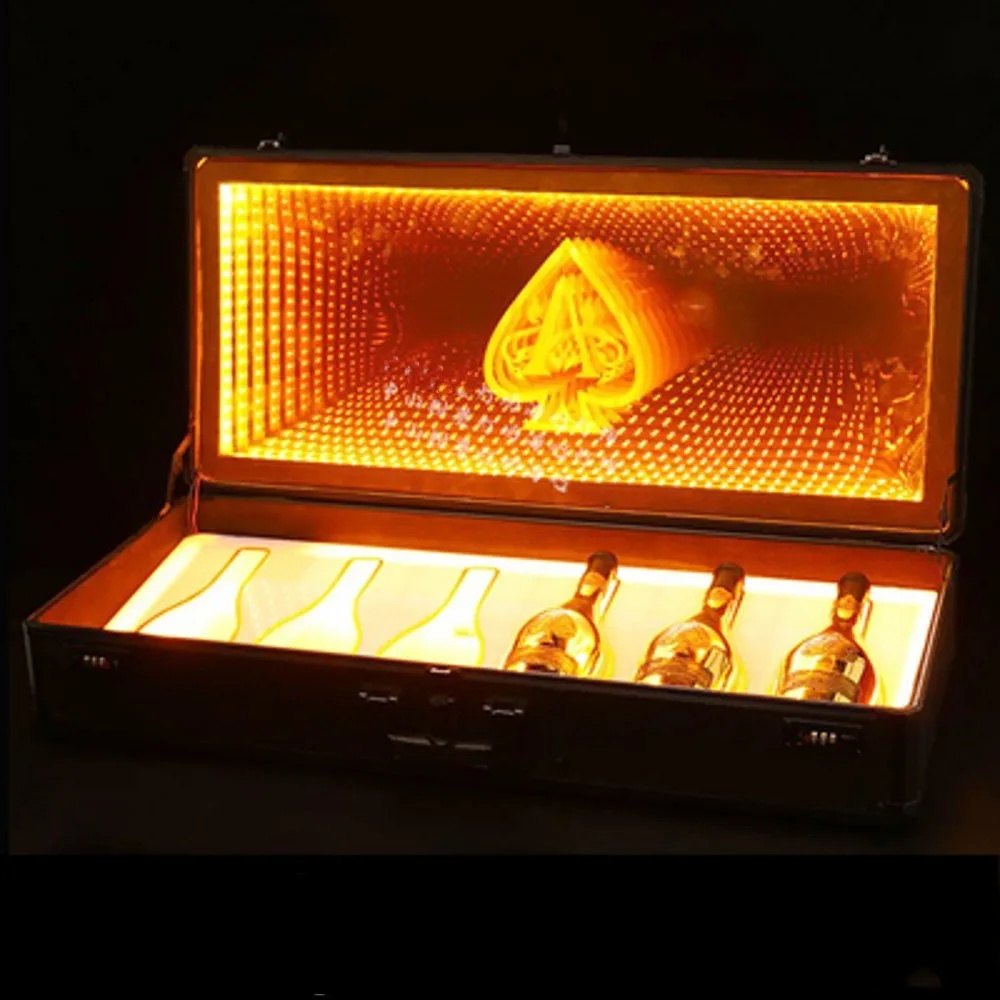 

Portable LED Luminous Ace of Spade VIP Bottle Presenter Glorifier Box Champagne Bottle Carrier Case for Night Club Party Lounge