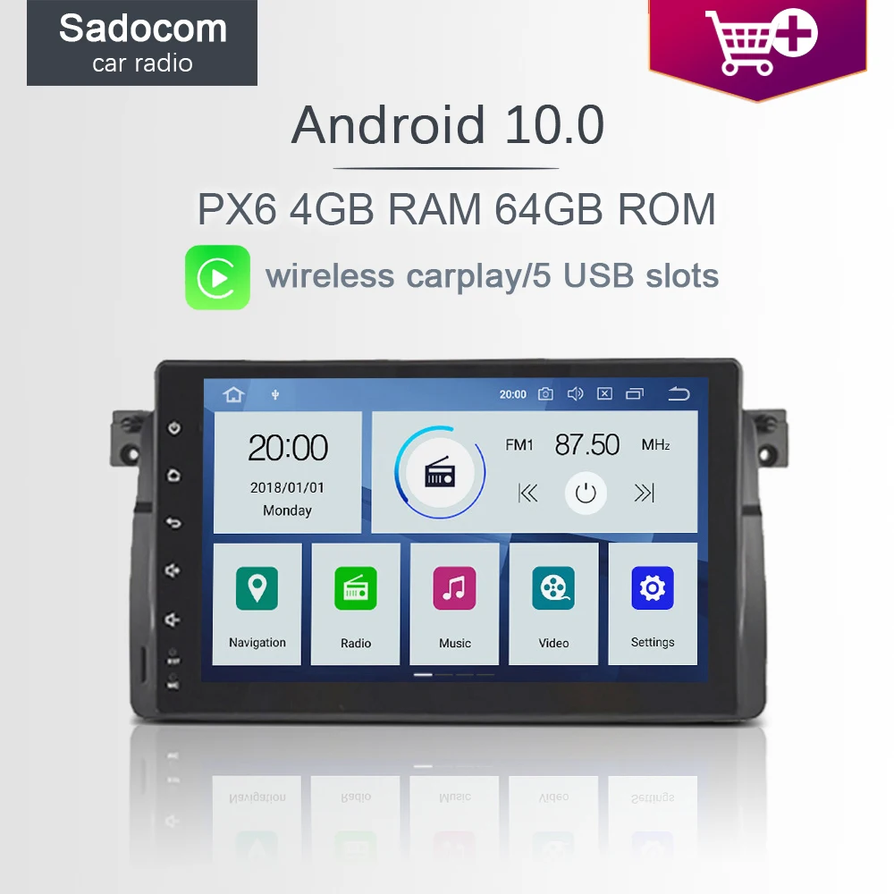 9 'ɱ din Android 10 0 PX6 автомобильный DVD радио плеер 6 ядер 4 Гб RAM RDS Авто Радио Bluetooth