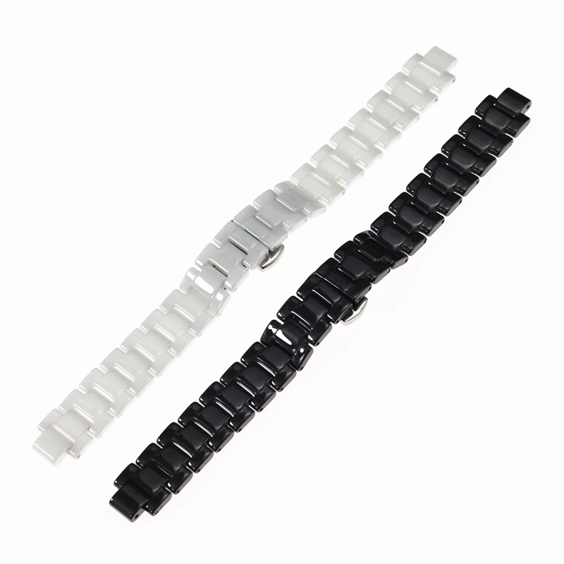 Suitable for DKN Y Donna ladies white ceramic watch strap bracelet convex interface 8mm wide 14mm band Wristband belt