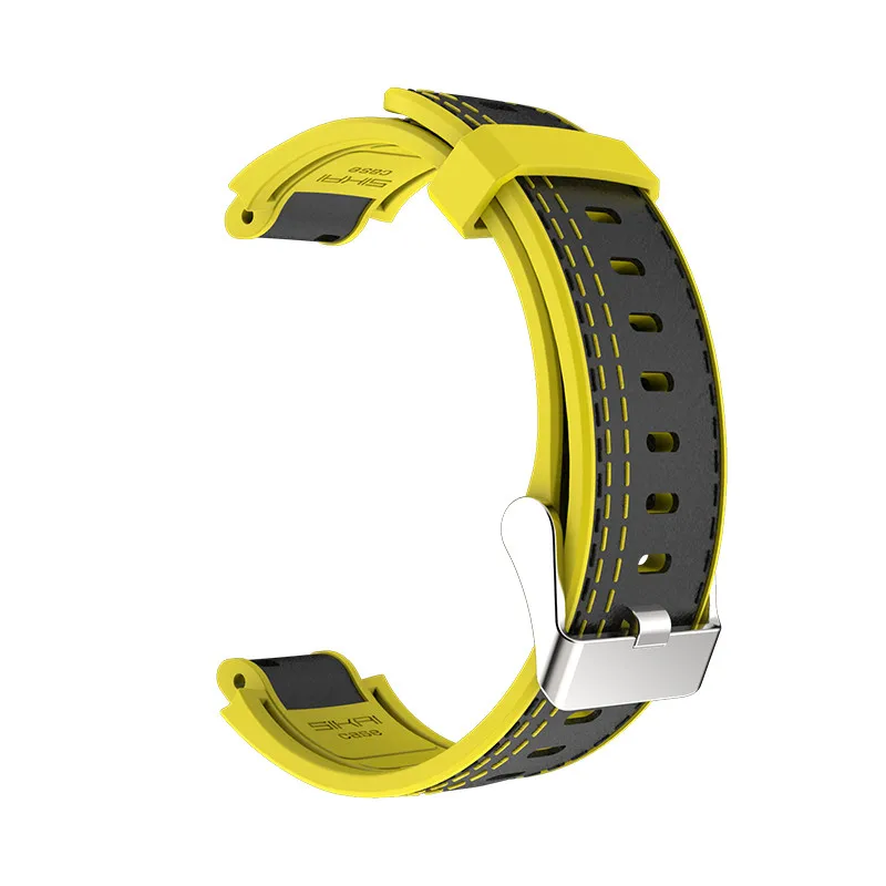 yellow SIKAI силиконовый кожаный ремешок для часов Amazfit Verge lite умные часы высококачественный кожаный ремешок сменный Браслет для Huami 3 - Цвет: yellow