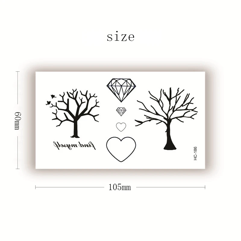 

Diamond Love Letters Plant Tree Small Element Temporary Tattoo Sticker Waterproof Women Men Adults Fake Tatoo Wrist Body Art