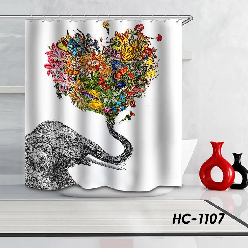 HC-1107 Новая занавеска для душа s слон серия занавеска для душа s полиэстер водонепроницаемый ванная комната занавеска для душа занавес комнаты перегородка - Цвет: HC-1107