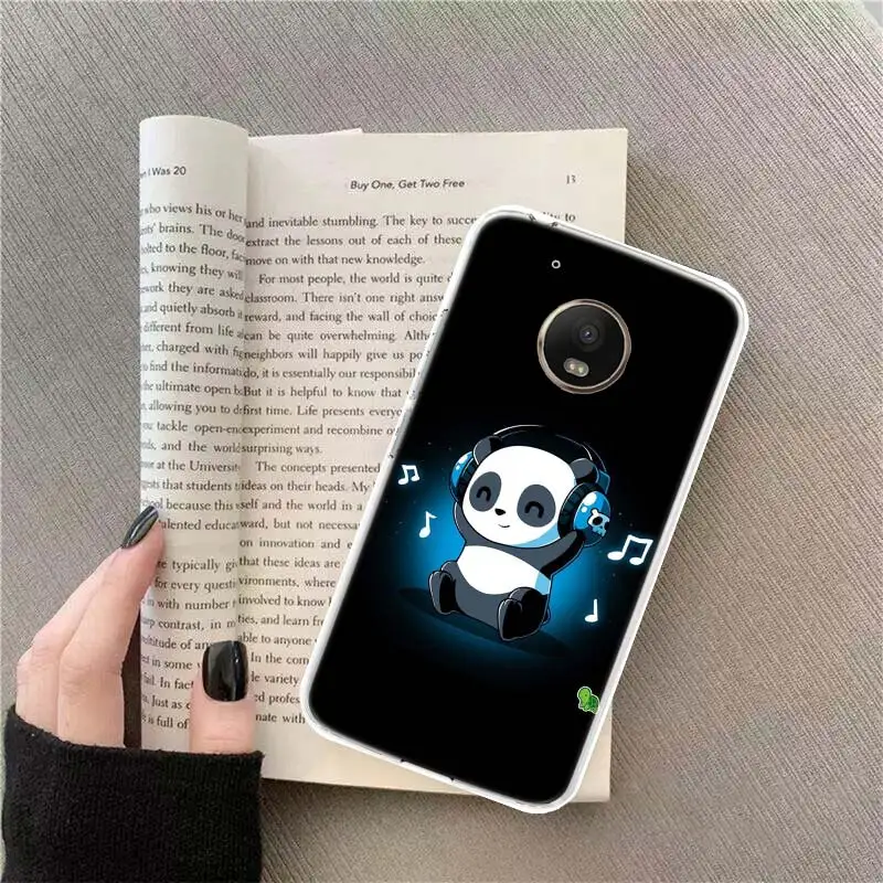 panda anime cute cover phone case for motorola one action vision cover moto g9 plus g8 play g7 power g6 g5 g5s e6 e5 capa shell free global shipping