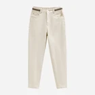 Брюки Marwin Женские однотонные свободного покроя, Тонкие штаны до щиколотки с завышенной талией, белые джинсы в стиле Хай-стрит, весна 2021