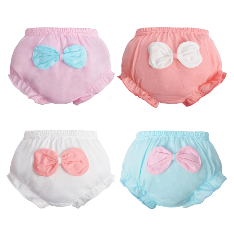 Pantalones cortos de encaje con volantes de algod&oacute;n para beb&eacute;, ni&ntilde;o y ni&ntilde;a, bombachos con cubierta de pa&ntilde;al, ropa interior s&oacute;lida, bragas rosas, bragas con volantes-0