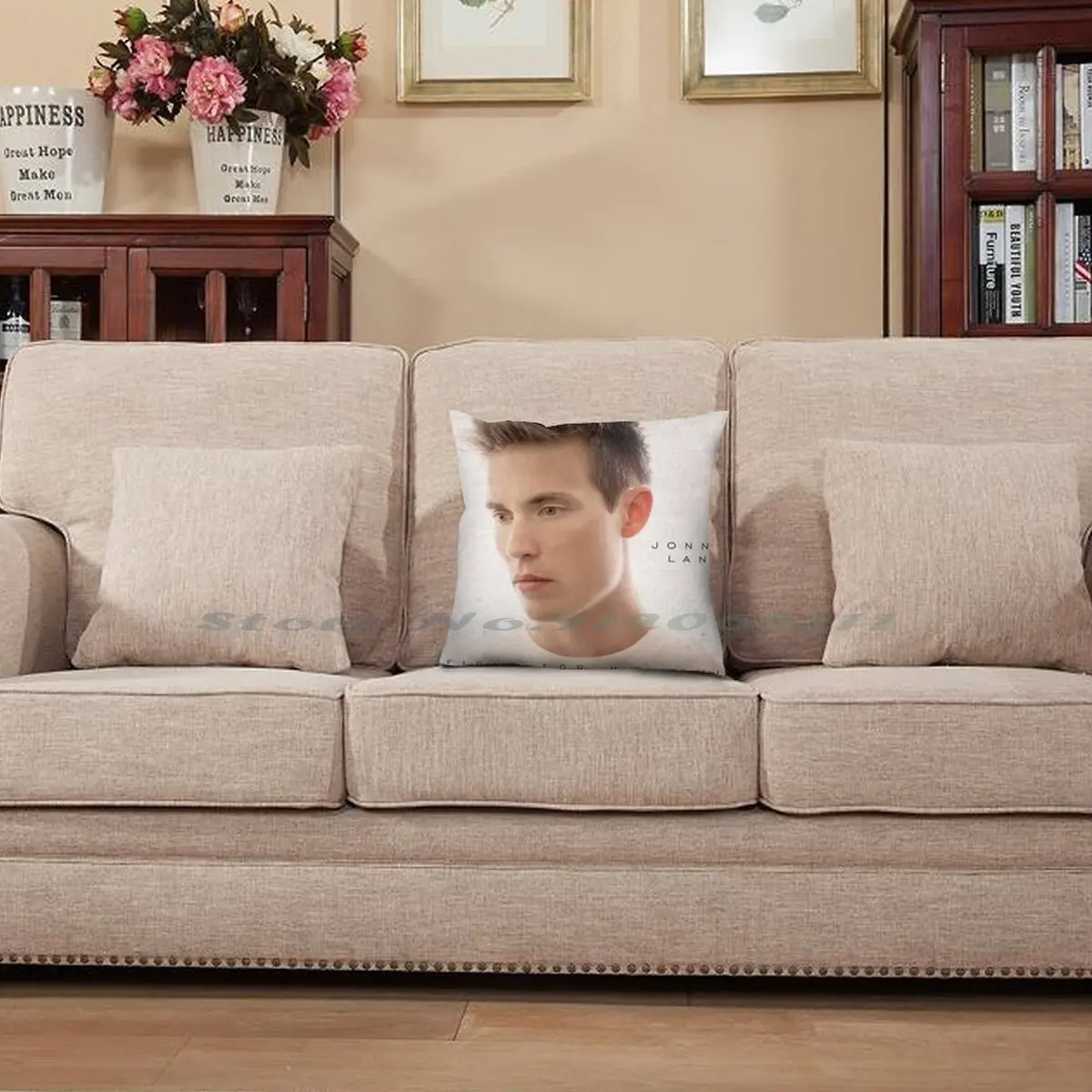 Наволочка с принтом Jonny Lang Fight For My Soul из хлопка и льна.