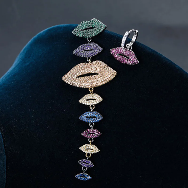 Яркие женские свадебные серьги гвоздики в форме рта|Серьги-гвоздики| |