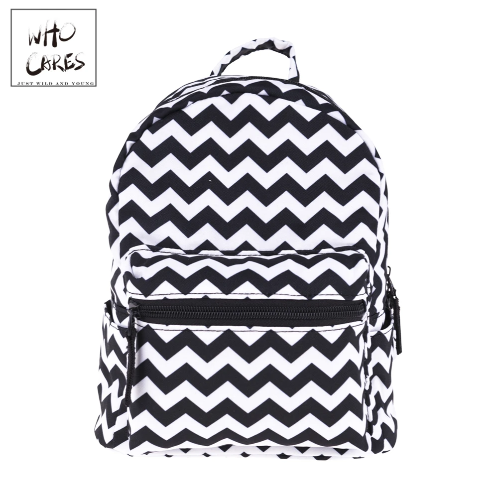 Женский рюкзак Mochila Zigzag с черным принтом, женская сумка на плечо для подростков, Многофункциональный маленький рюкзак школьный рюкзак