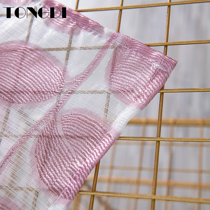 Белая Тюлевая занавеска TONGDI с принтом элегантные прозрачные украшения в виде