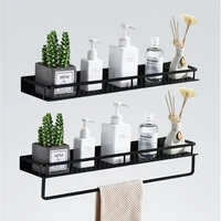 black bathroom shelf 304050 cm kitchen wall shelf shower holder storage rack towel bar robe hooks bathroom accessories