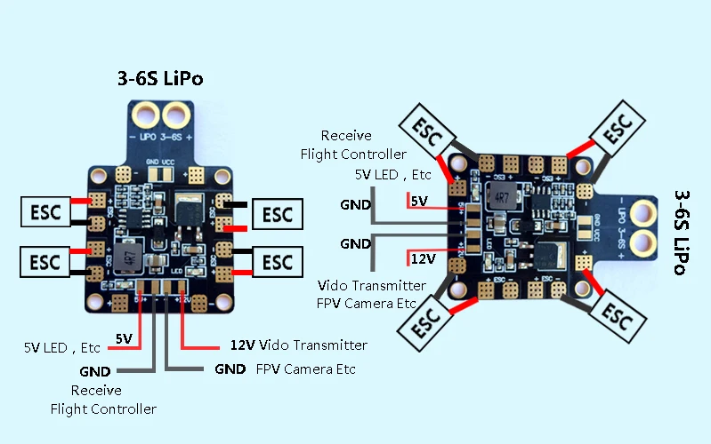 30 5*30 5 мм 3-6S Power Hub PDB XT60 распределительная плата питания PDB-XT60 с BEC 5V/12V для FPV дрона
