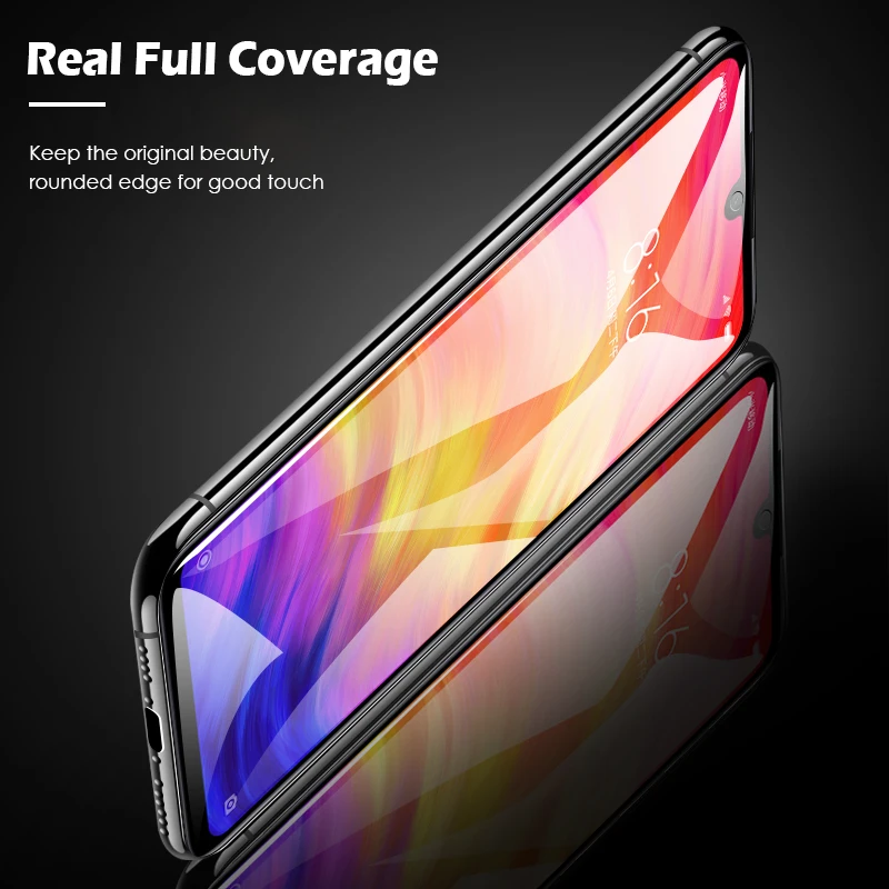 Защитное стекло 9H для Xiaomi Redmi Note 7 Защита экрана полное покрытие края